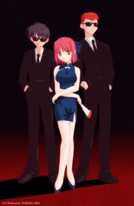 kohaku, tohno shiki, inui arihiko, and mr. chin (tsukihime) drawn by tokino