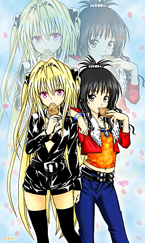 konjiki no yami and yuuki mikan (to love-ru) drawn by yabuki_kentarou