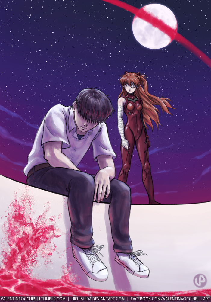 souryuu asuka langley and ikari shinji (neon genesis evangelion and 1 more) drawn by hiei-ishida
