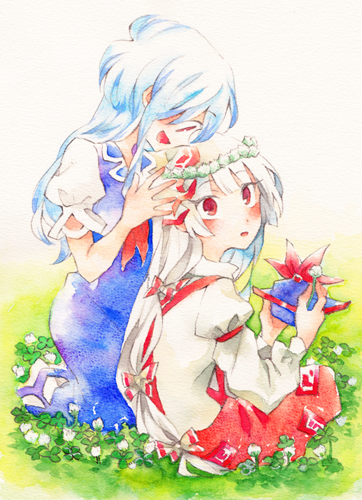 fujiwara no mokou and kamishirasawa keine (touhou) drawn by shinoasa