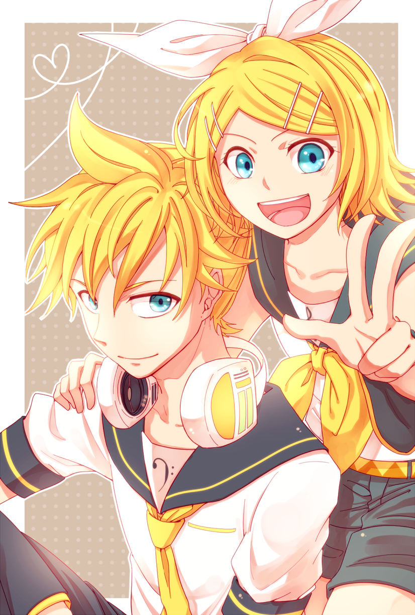 kagamine rin and kagamine len (vocaloid) drawn by kazane_(447448)