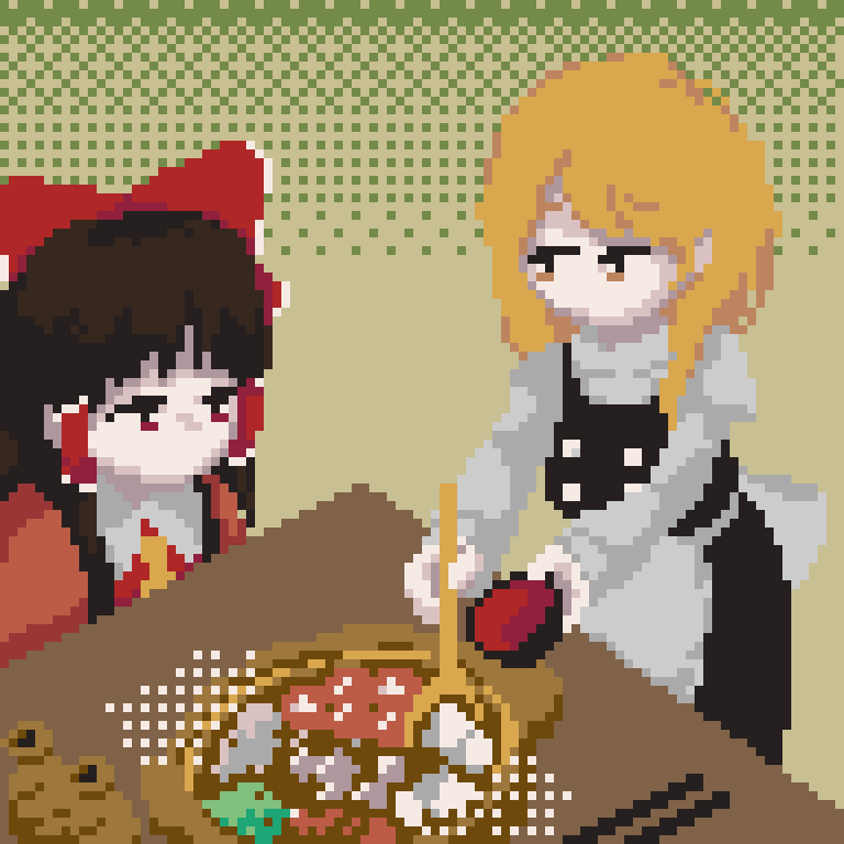 hakurei reimu and kirisame marisa (touhou) drawn by james_at_pi_(fuwafuwacatgirl)