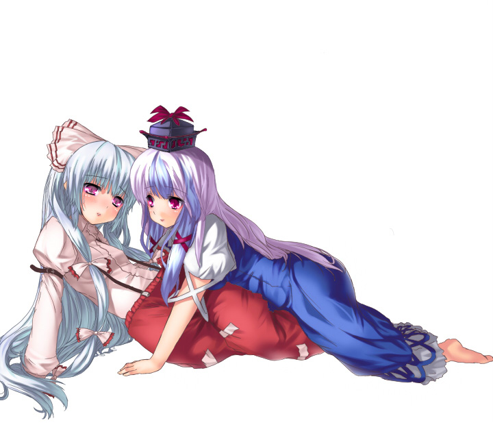 fujiwara no mokou and kamishirasawa keine (touhou) drawn by eigetu