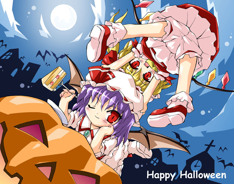 remilia scarlet and flandre scarlet (touhou) drawn by petenshi_(dr._vermilion)