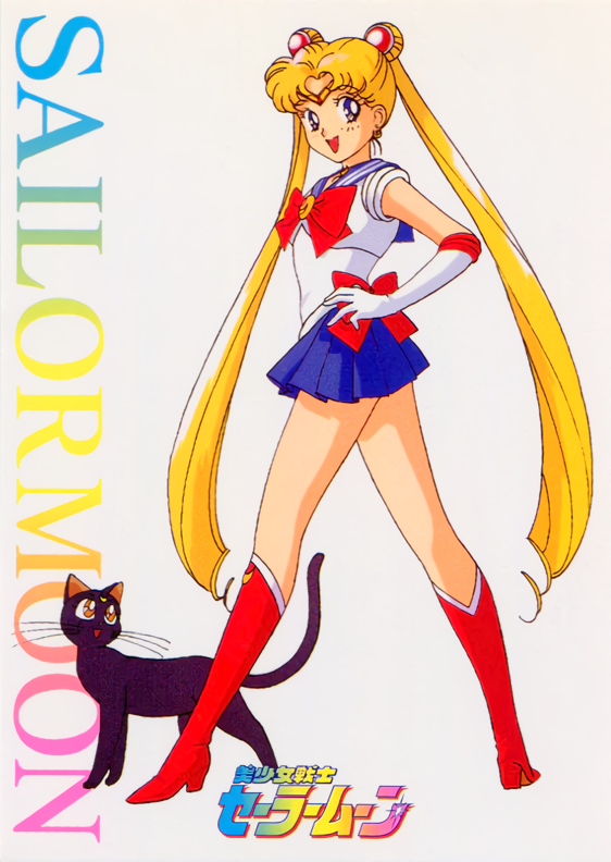 tsukino usagi, sailor moon, and luna (bishoujo senshi sailor moon) drawn by tadano_kazuko