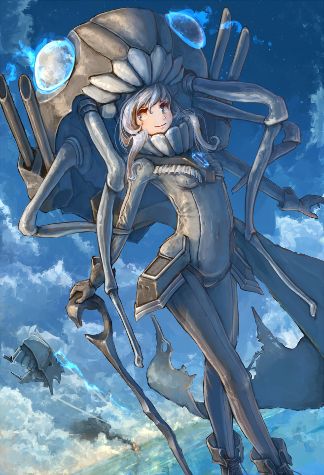 wo-class aircraft carrier and enemy aircraft (kantai collection) drawn by bespin