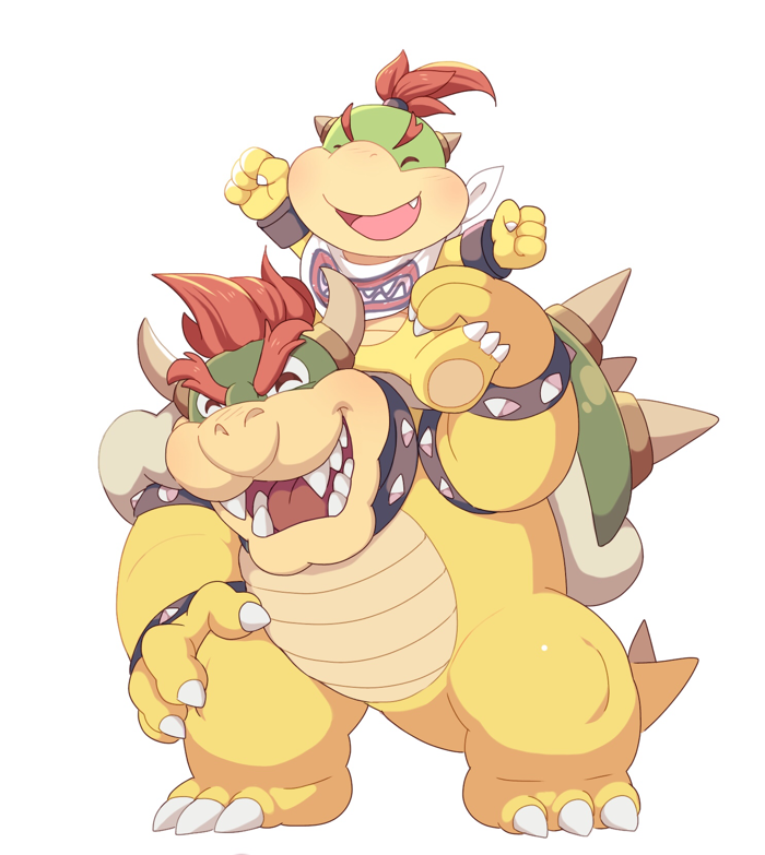 bowser and bowser jr. (mario) drawn by hoshikuzu_pan
