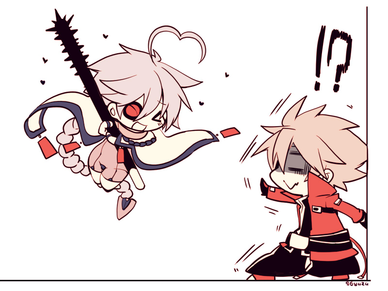 ragna the bloodedge and nu-13 (blazblue) drawn by kuro_yuzu