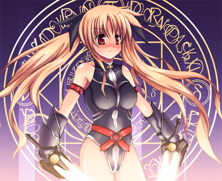 fate testarossa and bardiche (lyrical nanoha and 1 more) drawn by fukudori