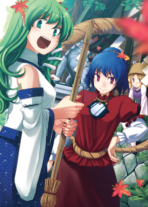 kochiya sanae, moriya suwako, and yasaka kanako (touhou) drawn by takuzui