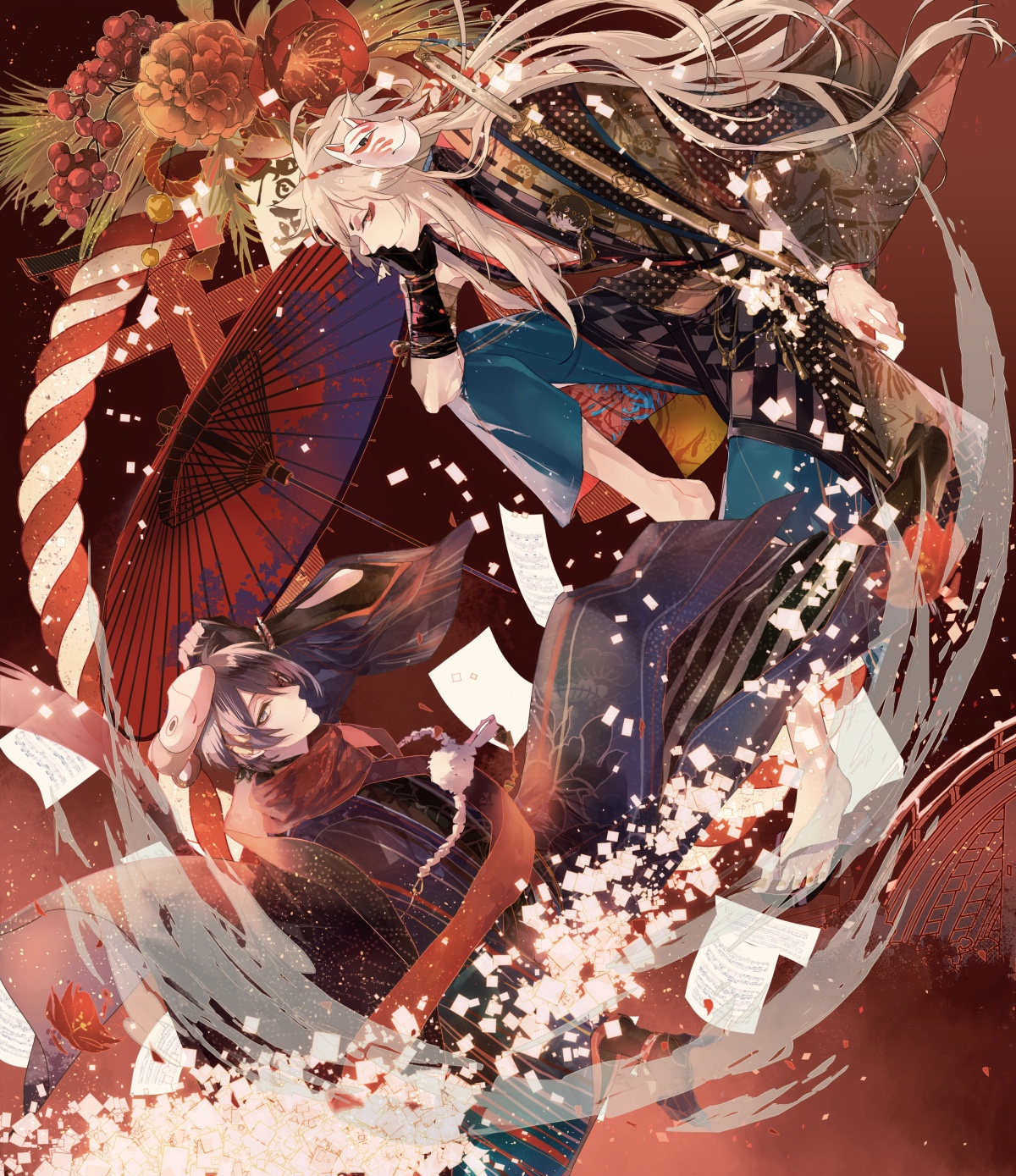 Mikazuki Munechika And Kogitsunemaru Touken Ranbu Drawn By Bambino Danbooru Mikazuki Munechika And Kogitsunemaru Touken Ranbu Drawn By Bambino Danbooru