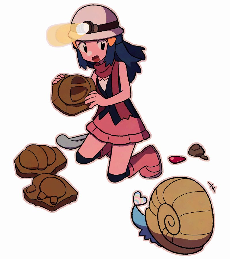 dawn and omanyte (pokemon and 1 more) drawn by tyako_089