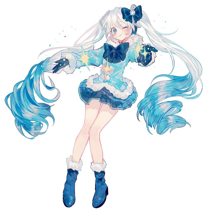 hatsune miku and yuki miku (vocaloid) drawn by lunch_(lunchicken)