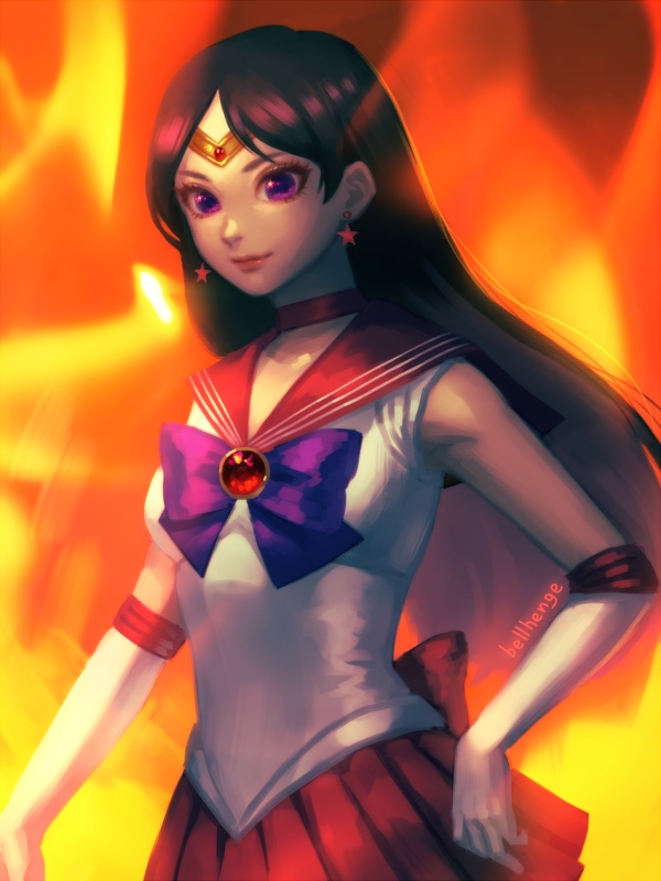 hino rei and sailor mars (bishoujo senshi sailor moon) drawn by bellhenge