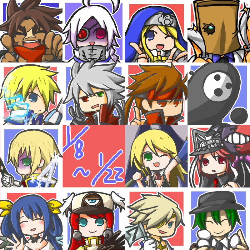 bridget, dizzy, noel vermillion, ragna the bloodedge, sol badguy, and 9 more (guilty gear and 3 more) drawn by kuro_0rihs