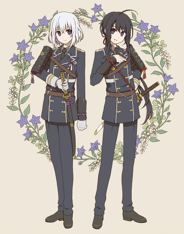 namazuo toushirou and honebami toushirou (touken ranbu) drawn by mozukusa