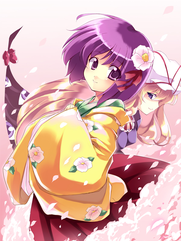 yakumo yukari and hieda no akyuu (touhou) drawn by touya_(the-moon)