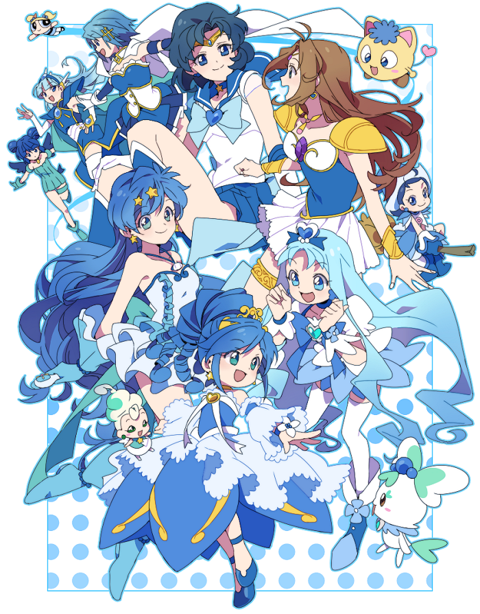 miki sayaka, mizuno ami, kurumi erika, sailor mercury, cure marine, and 13 more (mahou shoujo madoka magica and 10 more) drawn by kooribinu