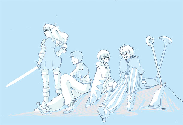 souryuu asuka langley, ayanami rei, ikari shinji, nagisa kaworu, white mage, and 3 more (final fantasy and 2 more) drawn by lrk