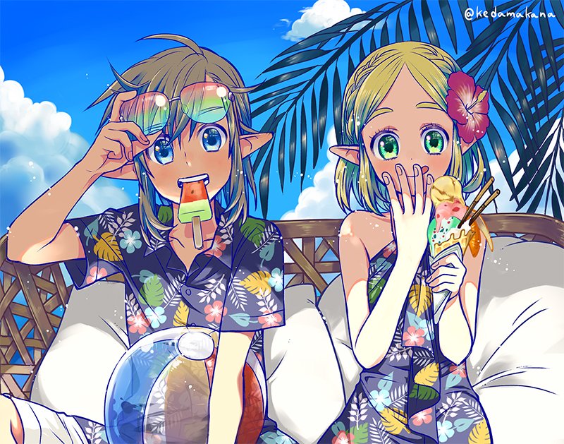 link and princess zelda (the legend of zelda and 1 more) drawn by maton_(tranp)