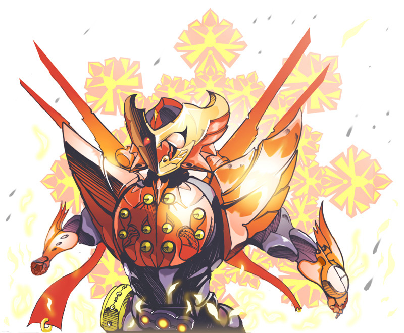 kamen rider ooo and tajador (kamen rider and 1 more) drawn by daison