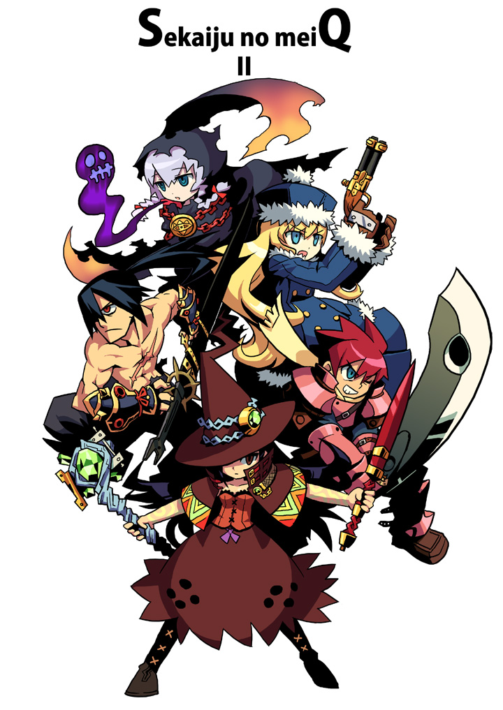 curse maker, gunner, bushidou, gunner 2, curse maker 2, and 5 more (sekaiju no meikyuu and 1 more) drawn by chingisu