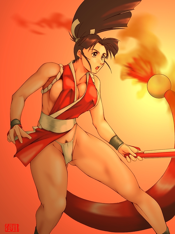shiranui mai (the king of fighters and 2 more) drawn by qkat_(arikawa-dou)