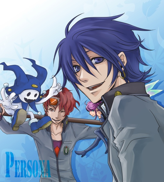 jack frost, pixie, toudou naoya, and uesugi hidehiko (persona and 1 more) drawn by kaina_(b-white)