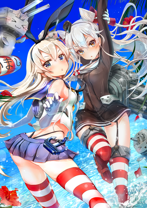 shimakaze, amatsukaze, and rensouhou-chan (kantai collection) drawn by keepout