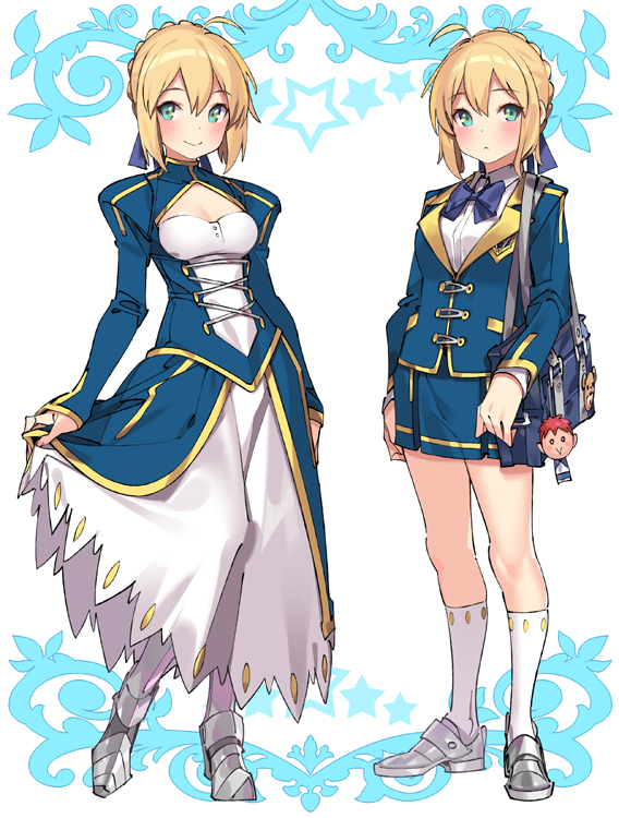 artoria pendragon and saber (fate and 2 more) drawn by popqn