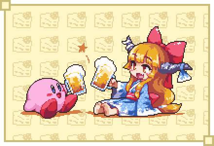 ibuki suika and kirby (touhou and 1 more) drawn by kumamoto_(bbtonhk2)