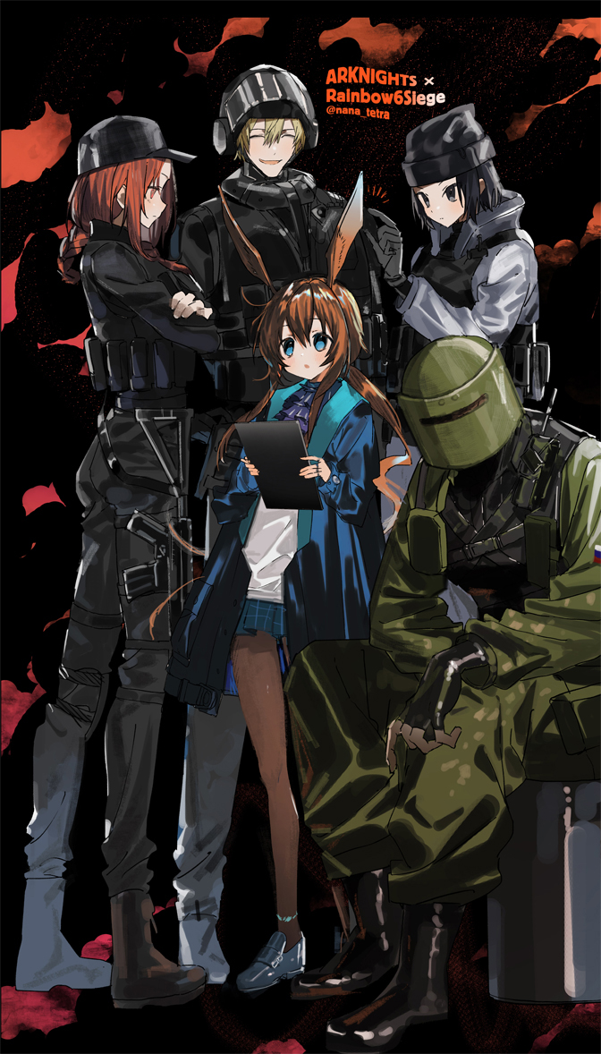 amiya, tachanka, ash, blitz, and frost (arknights and 1 more) drawn by nana_tetra