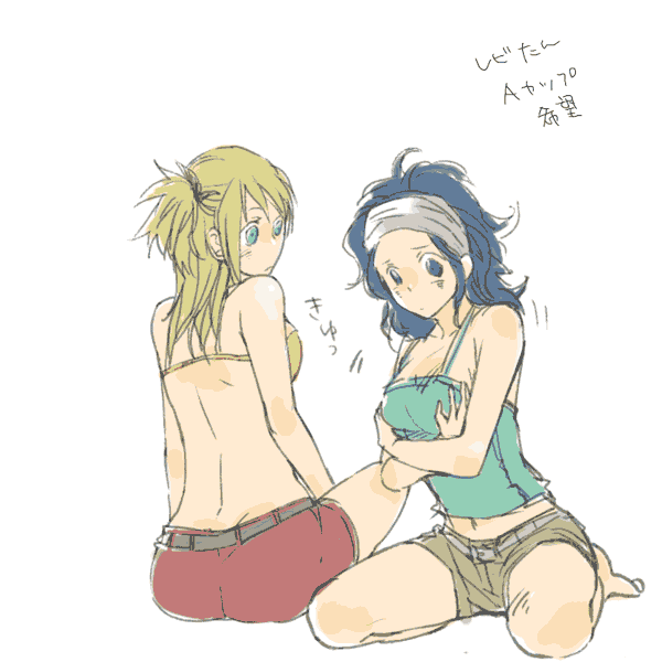 lucy heartfilia and levy mcgarden (fairy tail) drawn by gurubushi