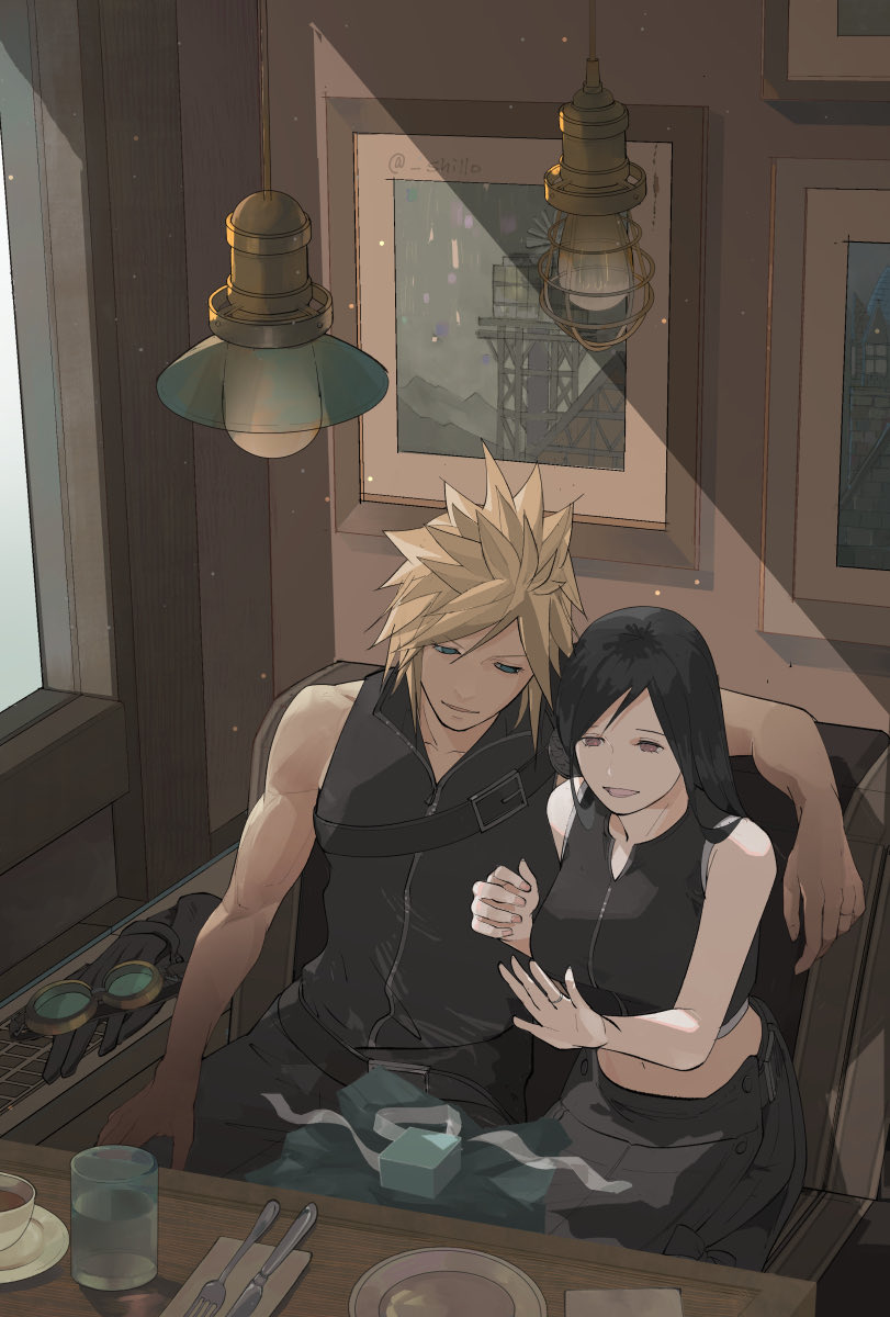 tifa lockhart and cloud strife (final fantasy and 2 more) drawn by shillo