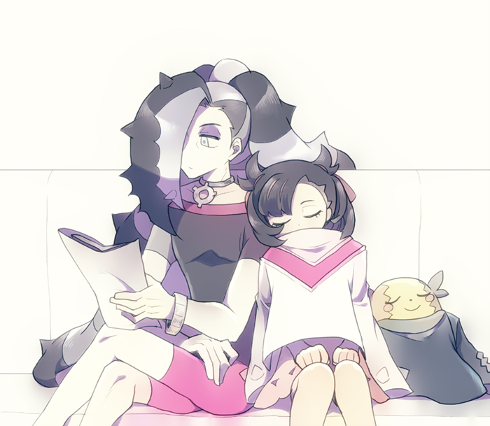 marnie, morpeko, and piers (pokemon and 1 more) drawn by natsuki_tomo