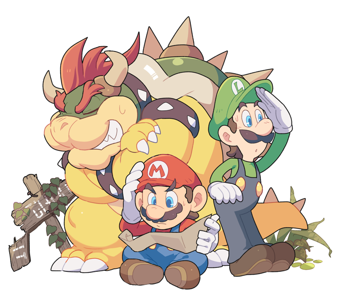 mario, luigi, and bowser (mario) drawn by hoshikuzu_pan