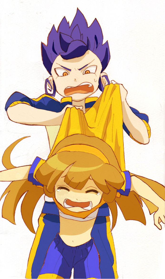 tsurugi kyousuke and nanobana kinako (inazuma eleven and 2 more) drawn by kinuyamakinuko