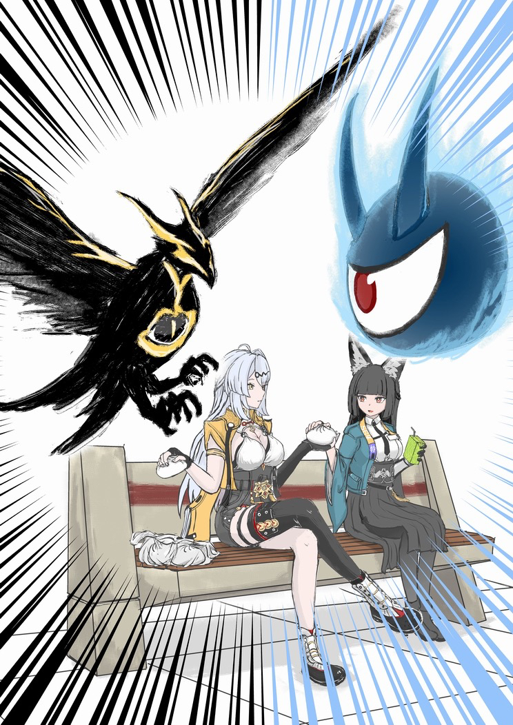 hoshimi miyabi, tailless, and yixuan (zenless zone zero) drawn by hayao_(haon1438)