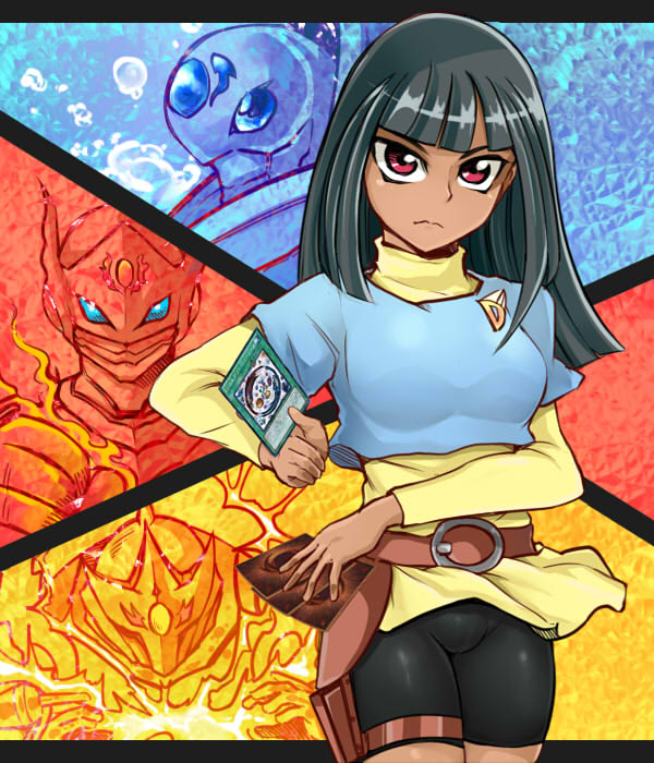 kotsu masumi, gem-knight garnet, gem-knight tourmaline, and gem-knight sapphire (yu-gi-oh! and 1 more) drawn by nasuka@hiyokko