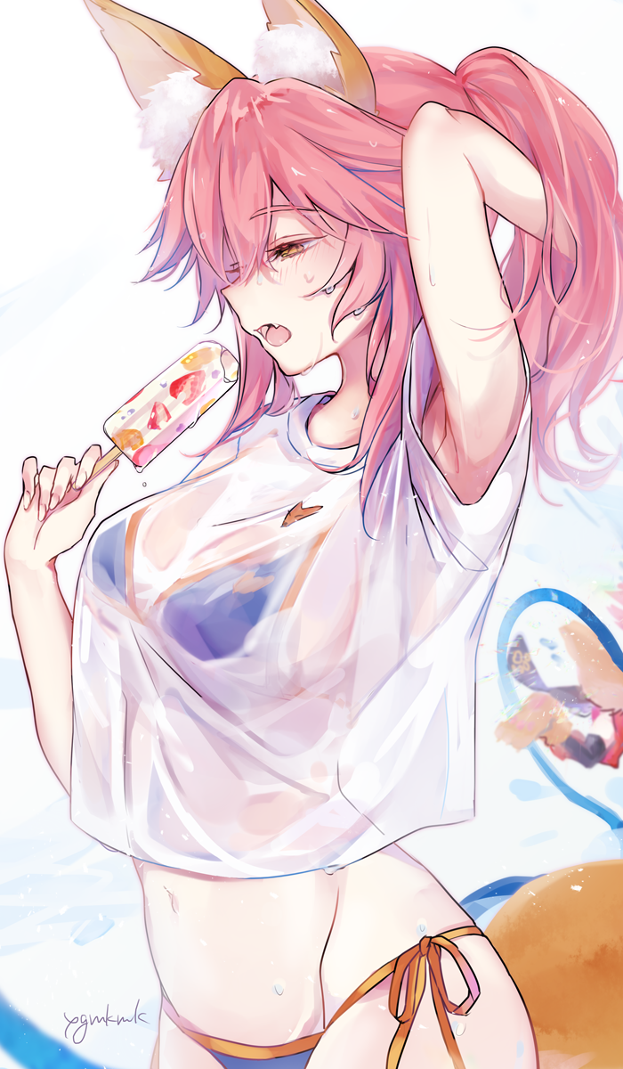 tamamo, tamamo cat, and tamamo no mae (fate and 1 more) drawn by yukimiya_yuge