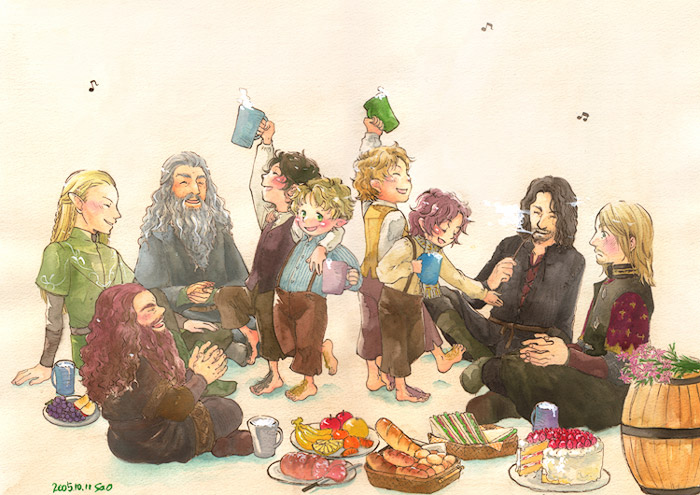legolas, gandalf, frodo baggins, aragorn, samwise gamgee, and 4 more (tolkien's legendarium and 1 more) drawn by sola_(414lilyope)