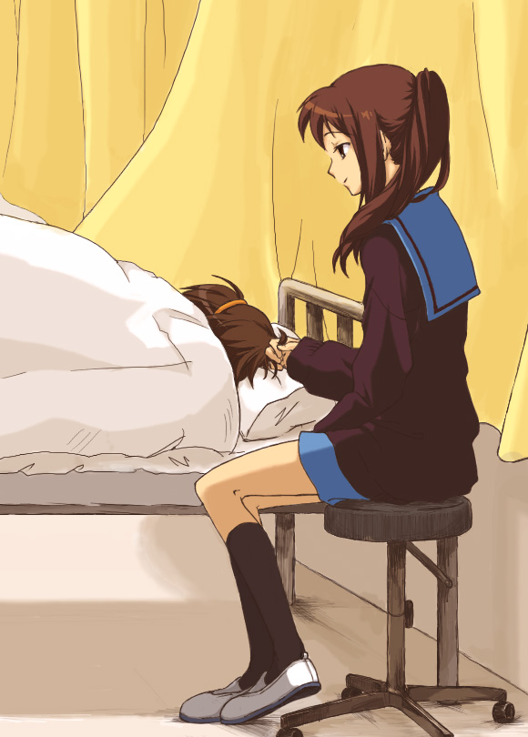 kyonko and suzumiya haruhiko (suzumiya haruhi no yuuutsu) drawn by hachimitsu_(rjrjr)