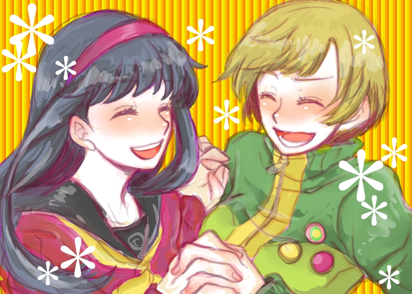 satonaka chie and amagi yukiko (persona and 1 more) drawn by ftk