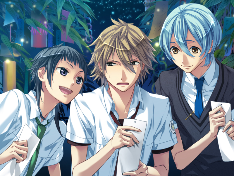 kinose azusa, kanakubo homare, and miyaji ryunosuke (starry sky) drawn by kazuaki