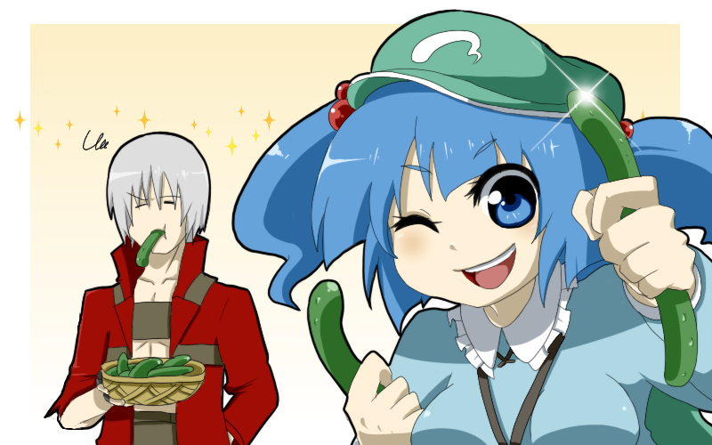kawashiro nitori and dante (touhou and 2 more) drawn by azu_(kirara310)