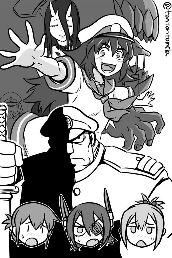 admiral, inazuma, tenryuu, female admiral, shiranui, and 6 more (kantai collection) drawn by tonda