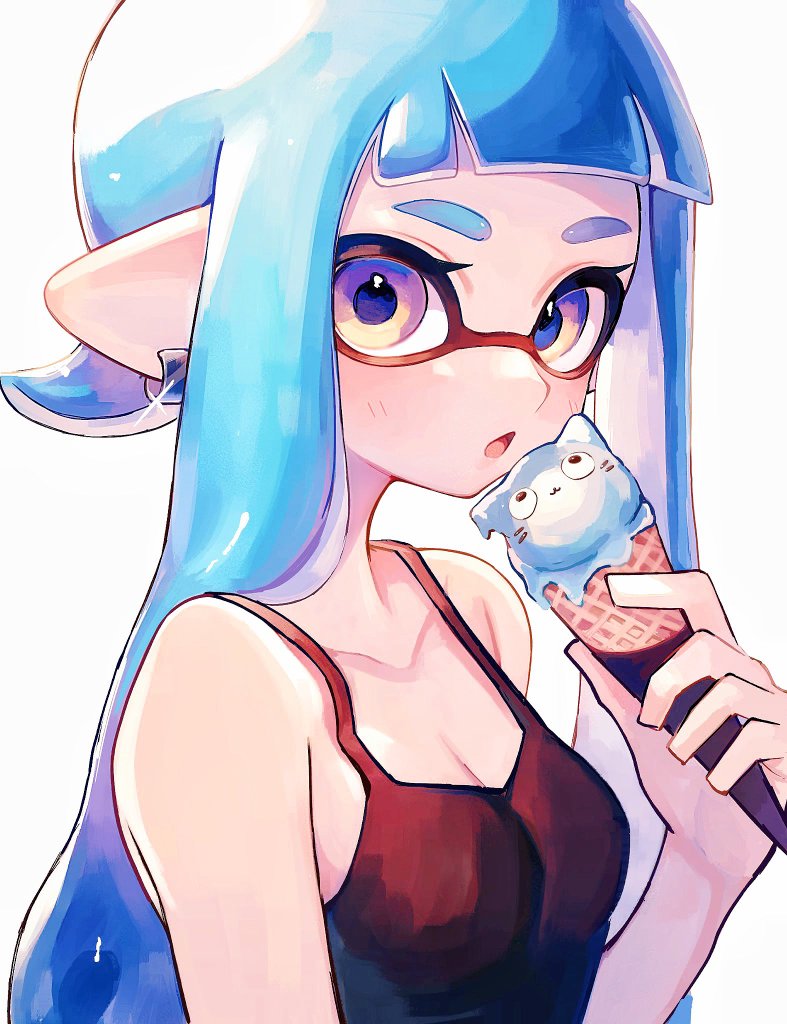 inkling player character and inkling girl (splatoon) drawn by kodak_painter