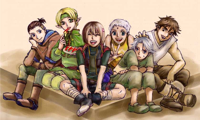 lazlo, paula, jewel, keneth, snowe vingerhut, and 1 more (gensou suikoden and 1 more) drawn by aji3