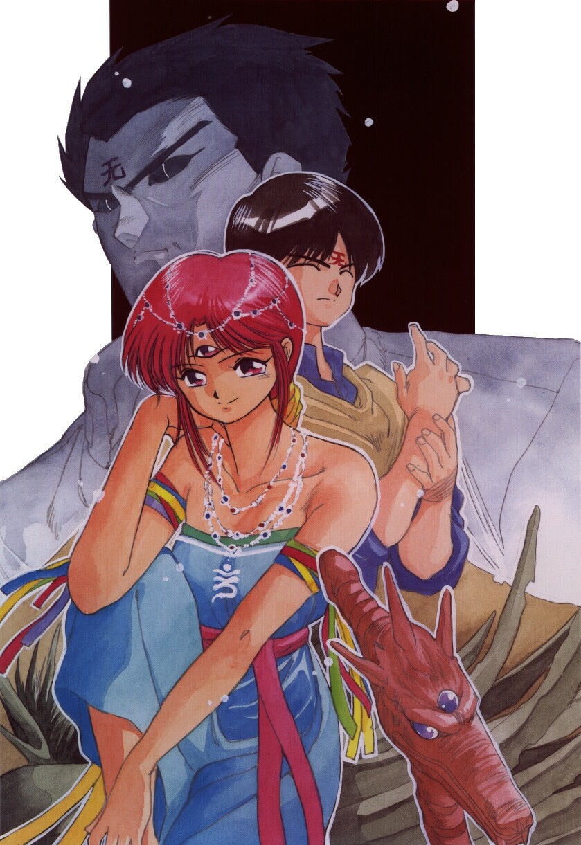 parvati iv, fujii yakumo, and benares (3x3 eyes) drawn by takada_yuuzou