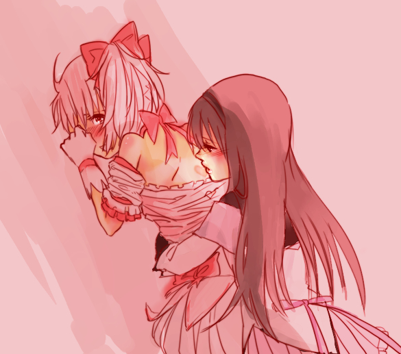 akemi homura and kaname madoka (mahou shoujo madoka magica) drawn by watanabe_ignica